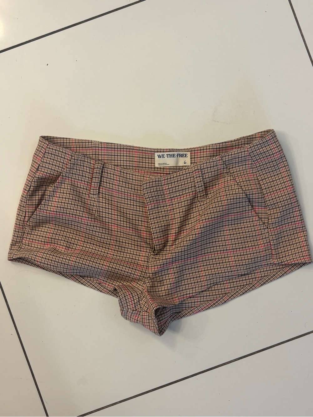 We The Free Pink Plaid Low-Rise Women's Shorts